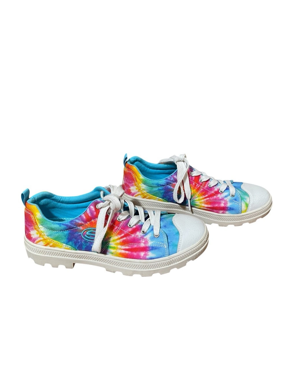 Skechers Tie Dye Lug Sole Sneakers Rainbow Canvas Shoes Size 9.5 - Picture 3 of 9